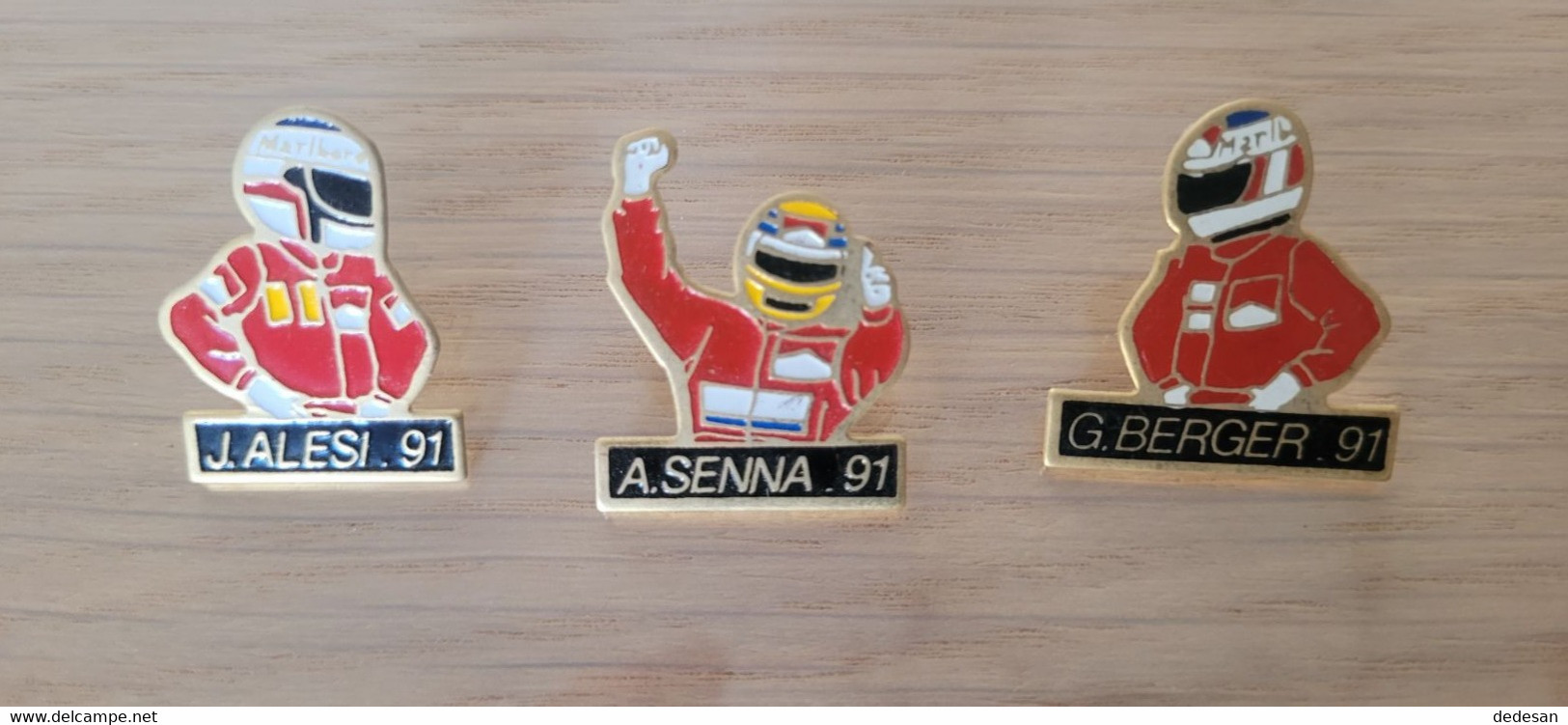 Lot De 3 Pin's Coureurs Automobiles Berger , Senna , Alesi - Automobile - F1