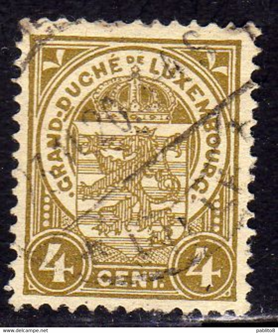 LUXEMBOURG LUSSEMBURGO 1906 1926 1907  COAT OF ARMS STEMMA ARMORIES CENT. 4c USED USATO OBLITERE' - 1906 Willem IV