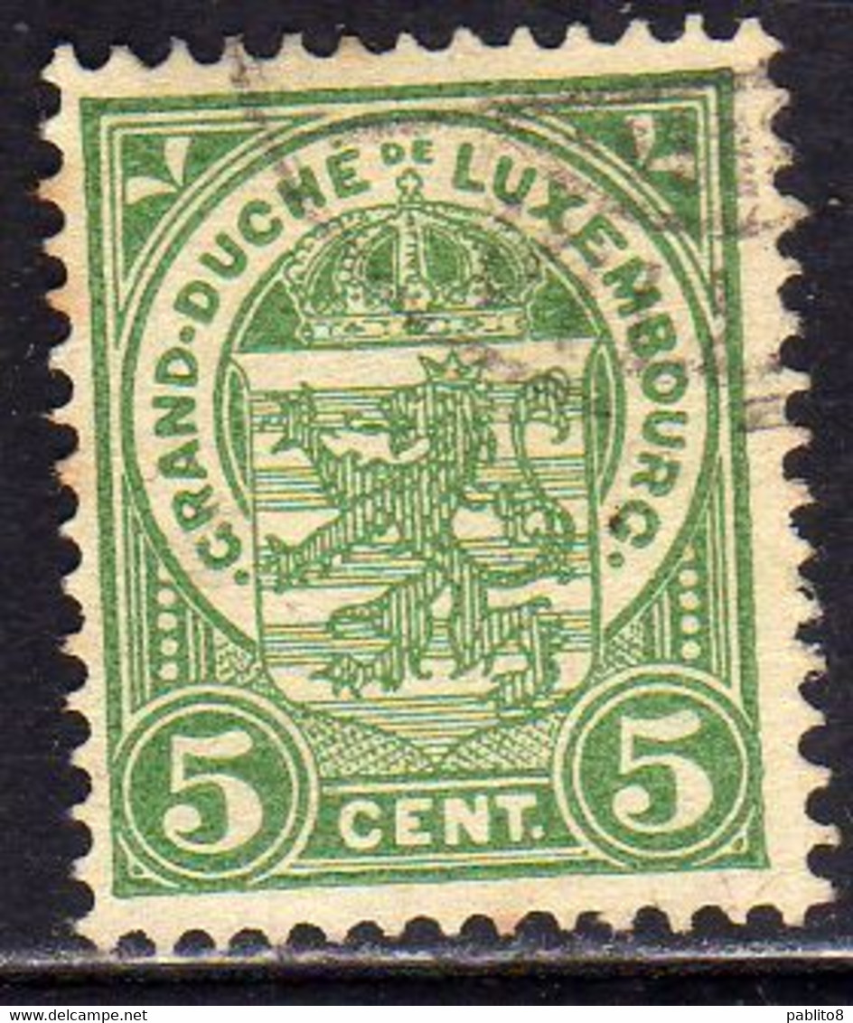 LUXEMBOURG LUSSEMBURGO 1906 1926 1907  COAT OF ARMS STEMMA ARMORIES CENT. 5c USED USATO OBLITERE' - 1906 William IV