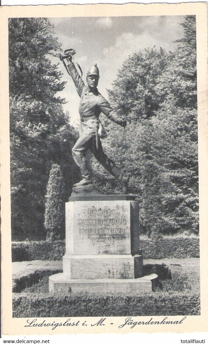 LUDWIGSLUST Mecklenburg Jägerdenkmal Inschrift Der Tapferen Mecklenburger Jägerei In Treuer Dankbarkeit... TOP-Erhaltung - Ludwigslust