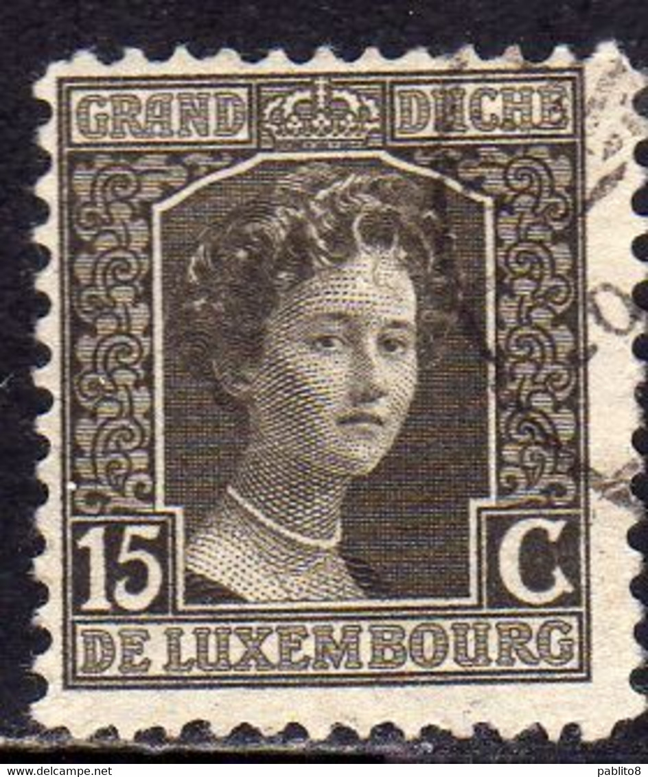 LUXEMBOURG LUSSEMBURGO 1914 1917 GRAND DUCHESS MARIE ADELAIDE CENT. 15c USED USATO OBLITERE' - 1914-24 Marie-Adélaïde