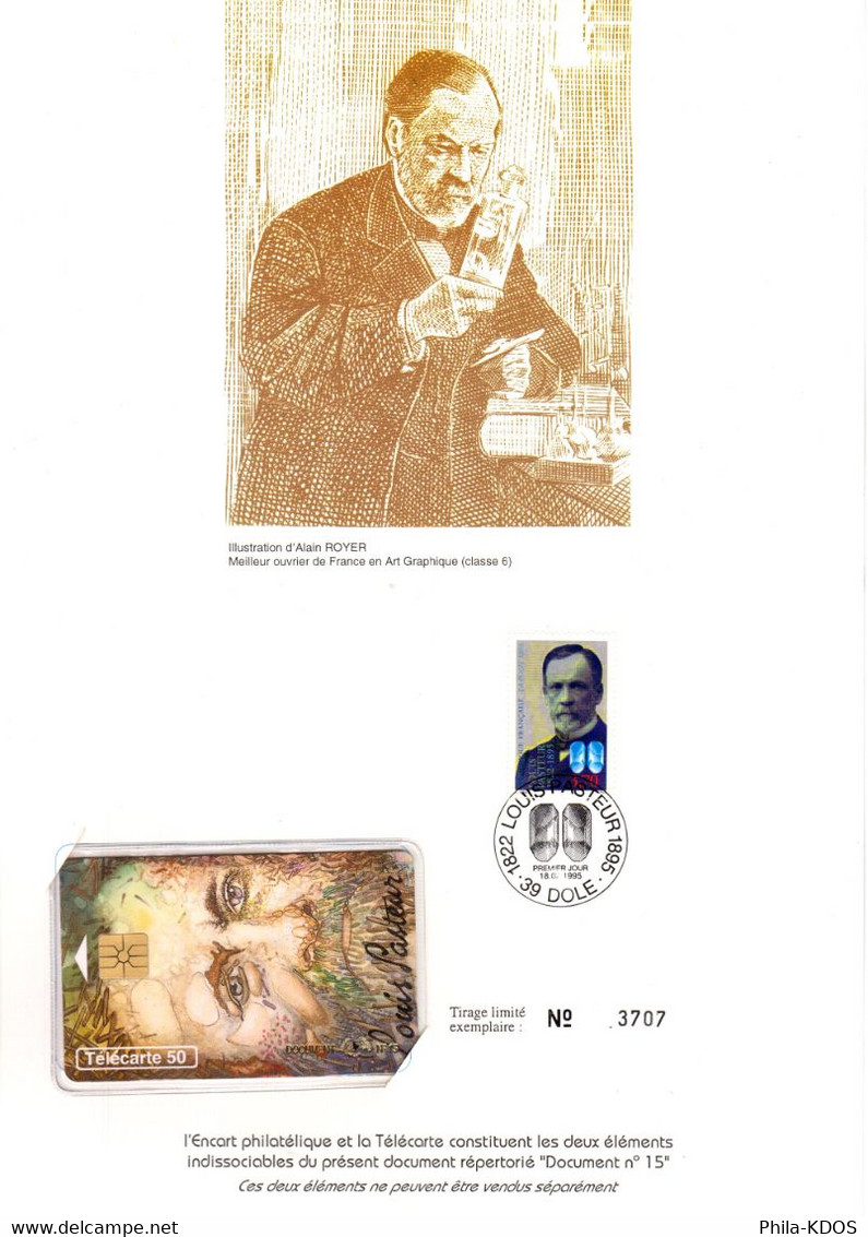 " LOUIS PASTEUR " Sur Encart A4 1er Jour Et Carte Téléphonique De 1995. N° YT 2925.Parfait état FDC - Louis Pasteur