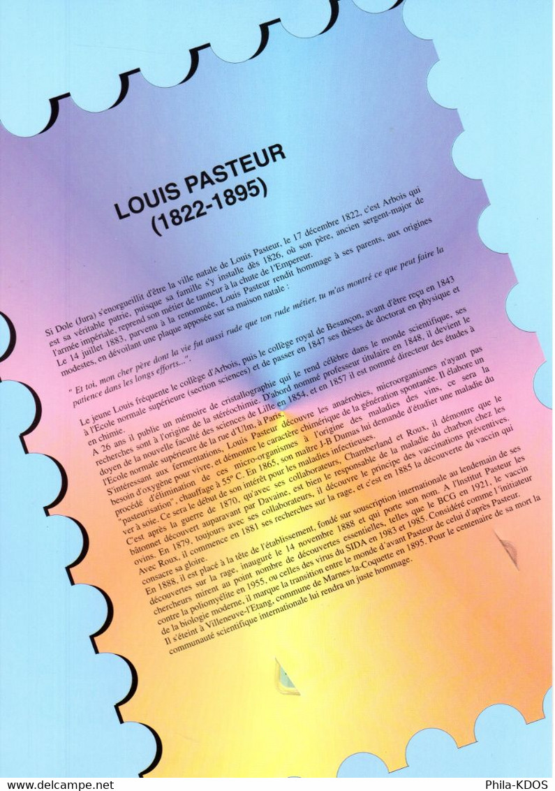 " LOUIS PASTEUR " Sur Encart A4 1er Jour Et Carte Téléphonique De 1995. N° YT 2925. Parfait état FDC - Louis Pasteur