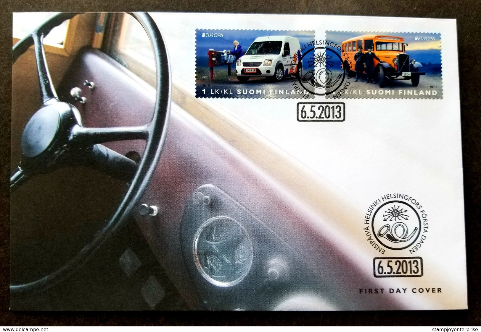 Finland Europa CEPT Postal Vehicles 2013 Transport Car Postbox Mailbox Bus (stamp FDC) - Covers & Documents