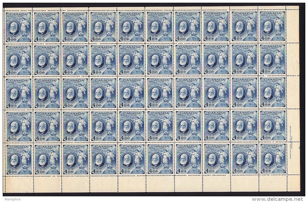 1947 Alexander Graham Bell Telephone Inventor Sc 274 * Sheet Of 50 (Folded) - Fogli Completi