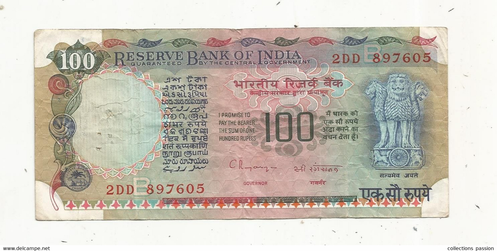 BILLET, INDE ,reserve Bank Of INDIA ,100 , One Hundred Rupees, 2 Scans - Indien