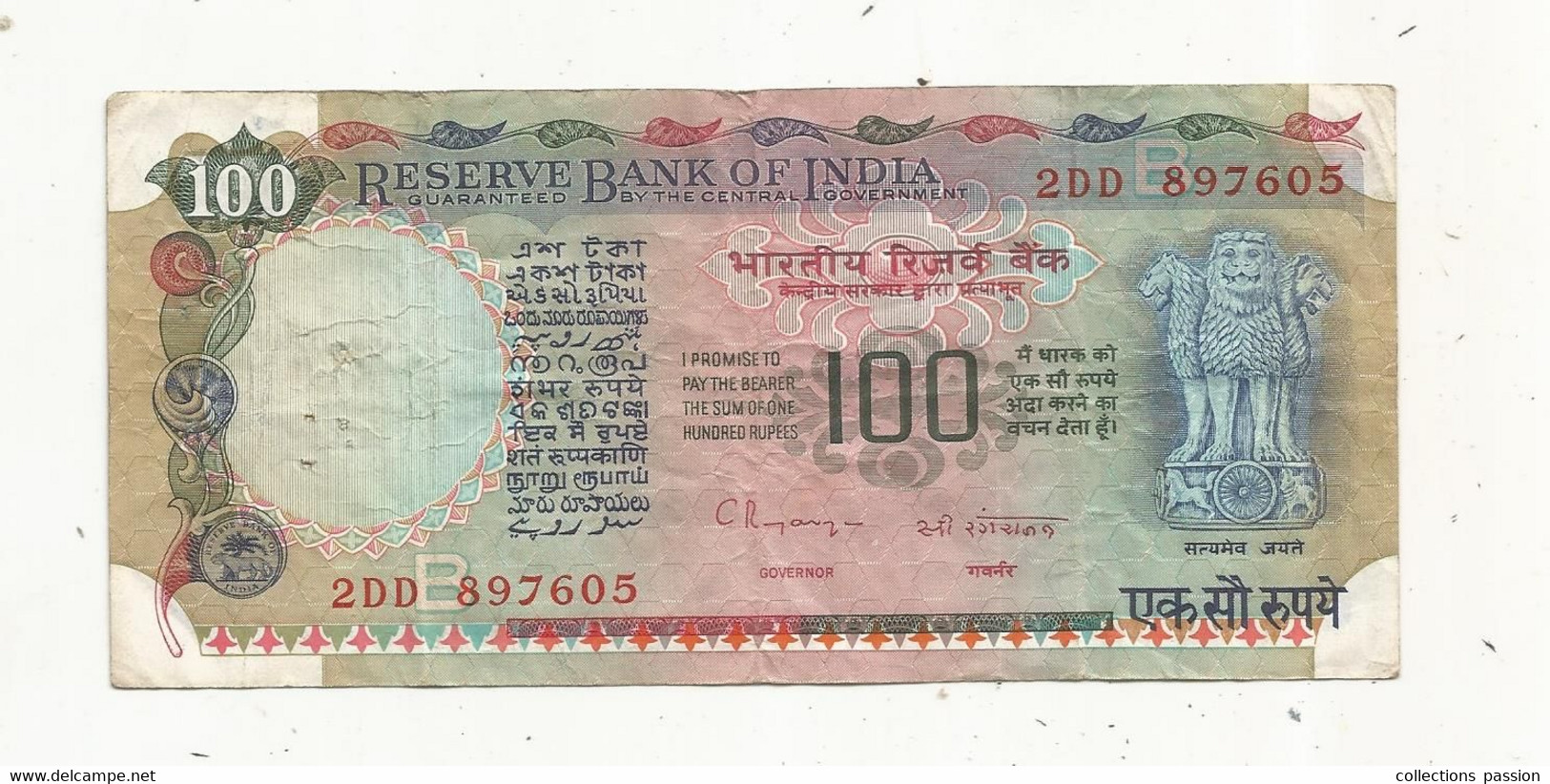 BILLET, INDE ,reserve Bank Of INDIA ,100 , One Hundred Rupees, 2 Scans - India