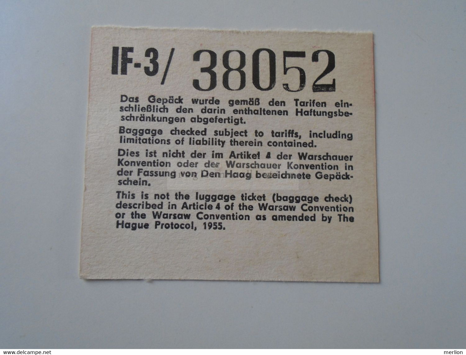 D188764 INTERFLUG DDR Airlines Baggage Tag   Budapest  Va 1970 - Baggage Labels & Tags