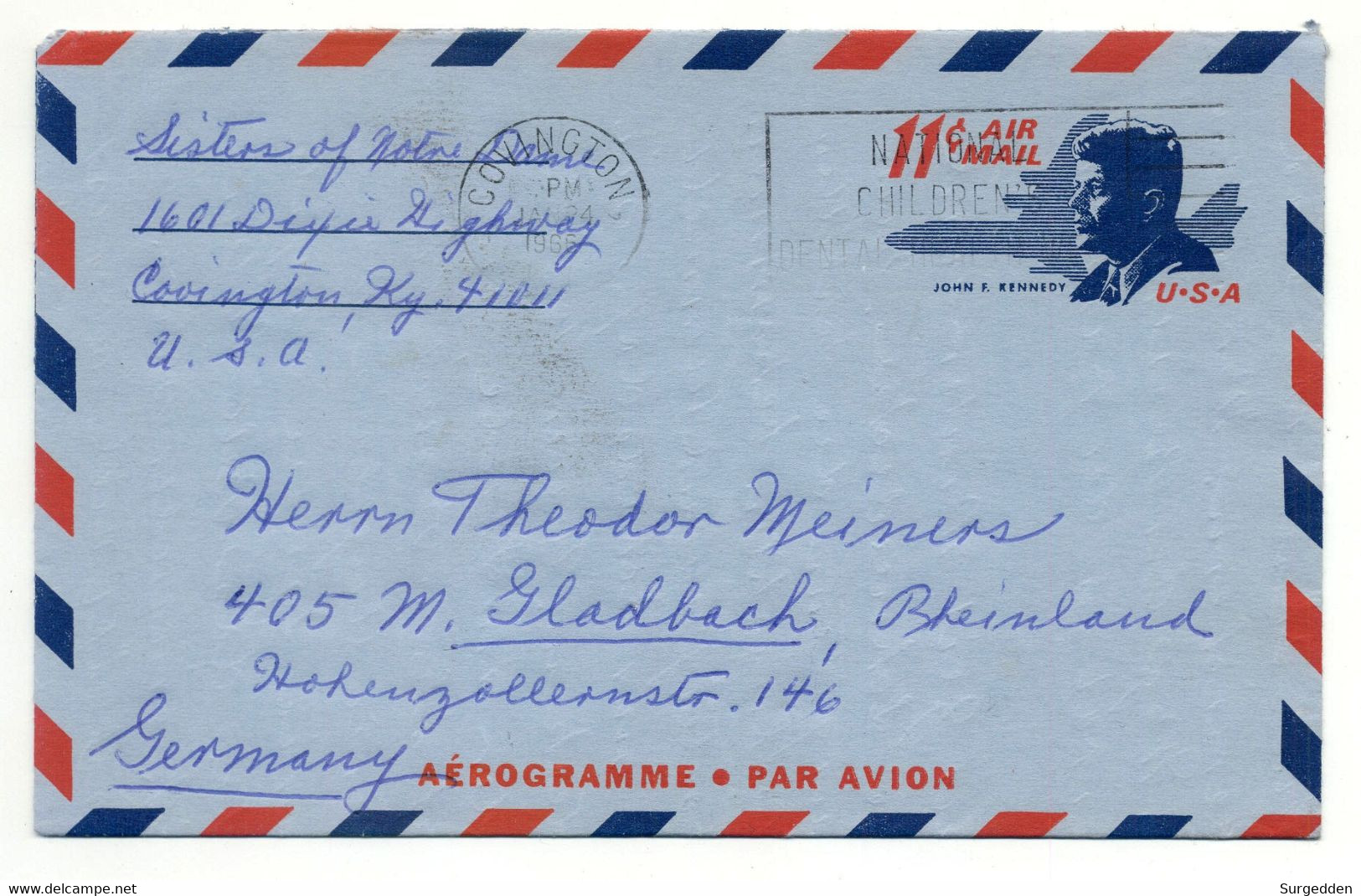 1966 Covington Bei Atlanta, Nach Mönchengladbach, Air Mail, Luftpost - 1961-80