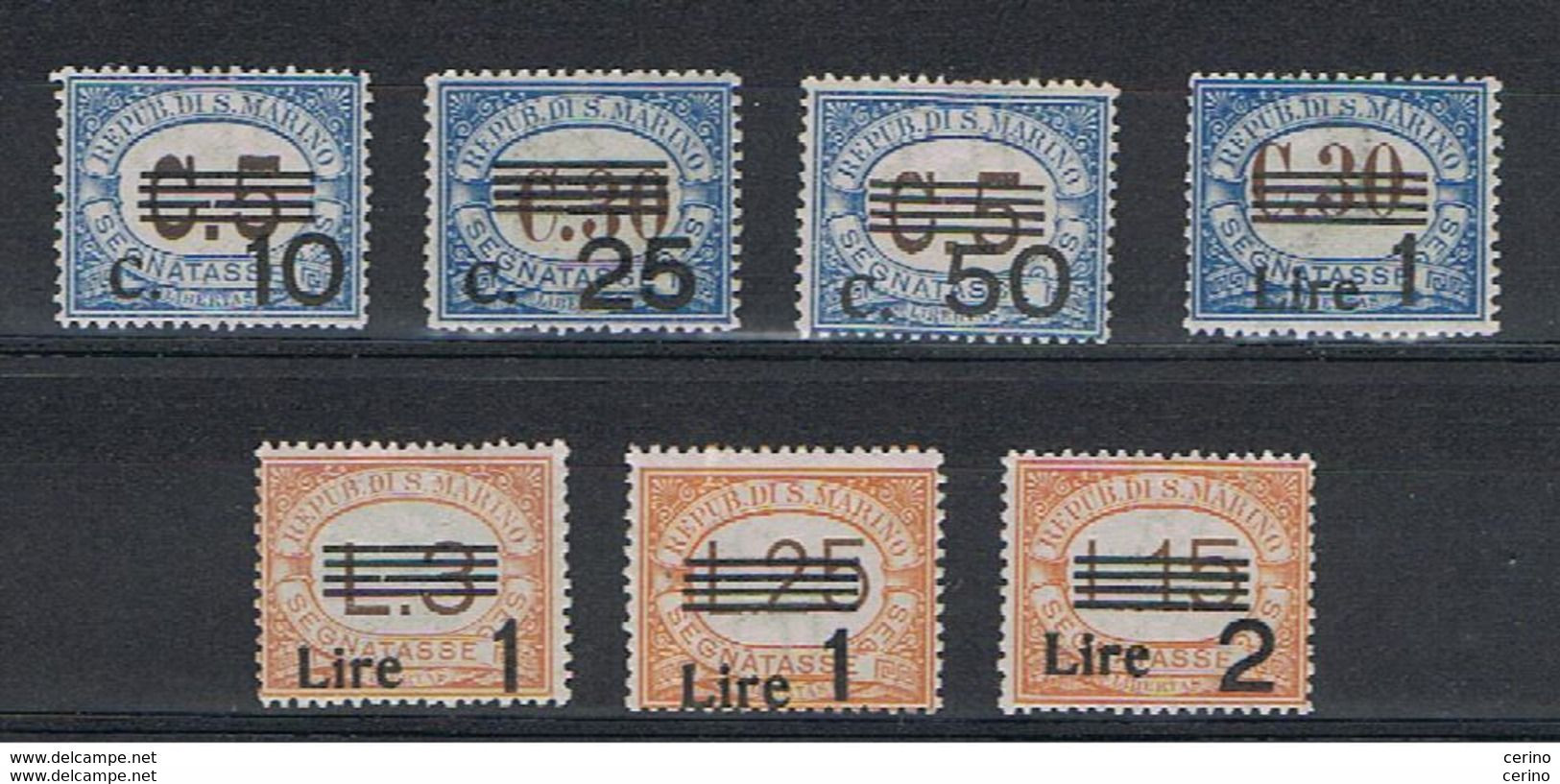 SAN  MARINO:  1936/39  TASSE  -  S. CPL. 7  VAL. T.L. -  SASS. 47/53 - Timbres-taxe