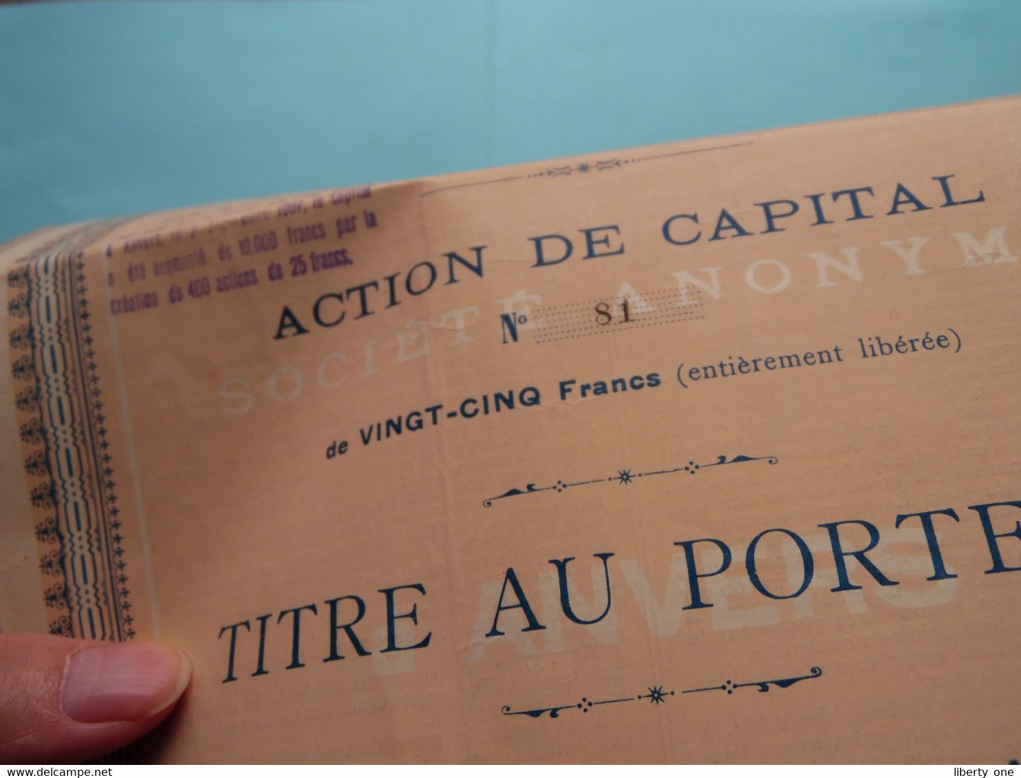 Union Des EPICIERS ( Me Cols Notaire Anvers ) ACTION De CAPITAL N° 81 Titre Au Porteur ( Zie / Voir Scans ) ! - S - V