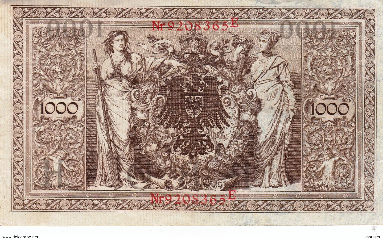 Germany 1000 Mark 1910 VF P-44b "free Shipping Via Registered Air Mail" - 1.000 Mark