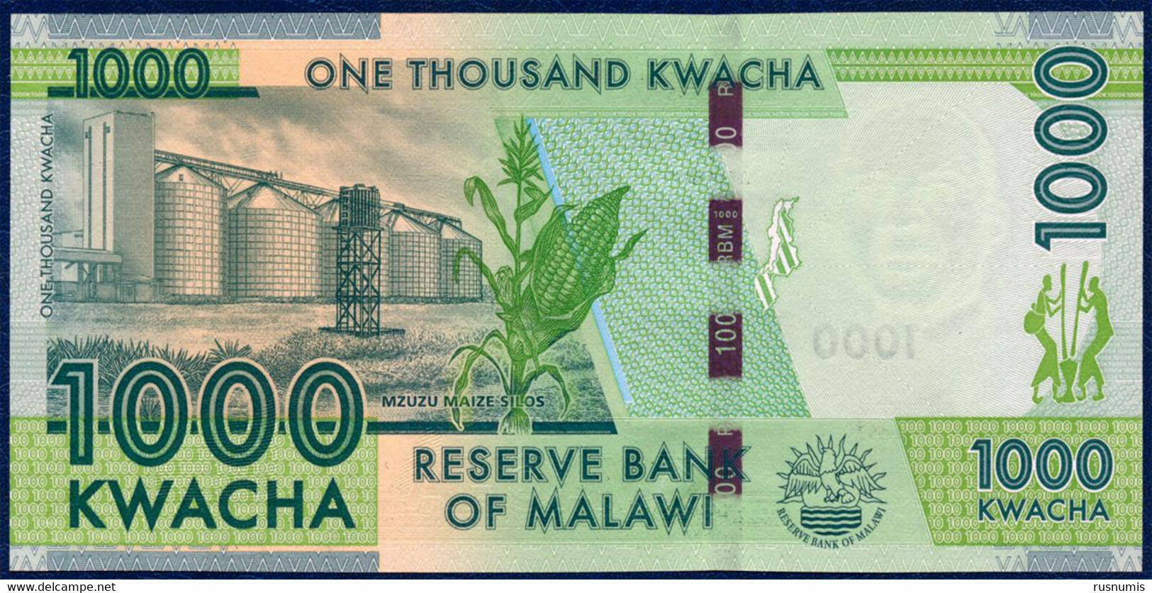 MALAWI 1000 KWACHA P-62a Bank Lilongwe, Hastings Kamuzu Banda - Mzuzu Maize Silos 2012 UNC - Malawi