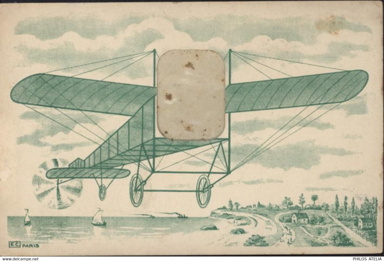 CP Carte à Système Emplacement Pour Photo Avion Monoplan E.C Paris - 1914-1918: 1a Guerra