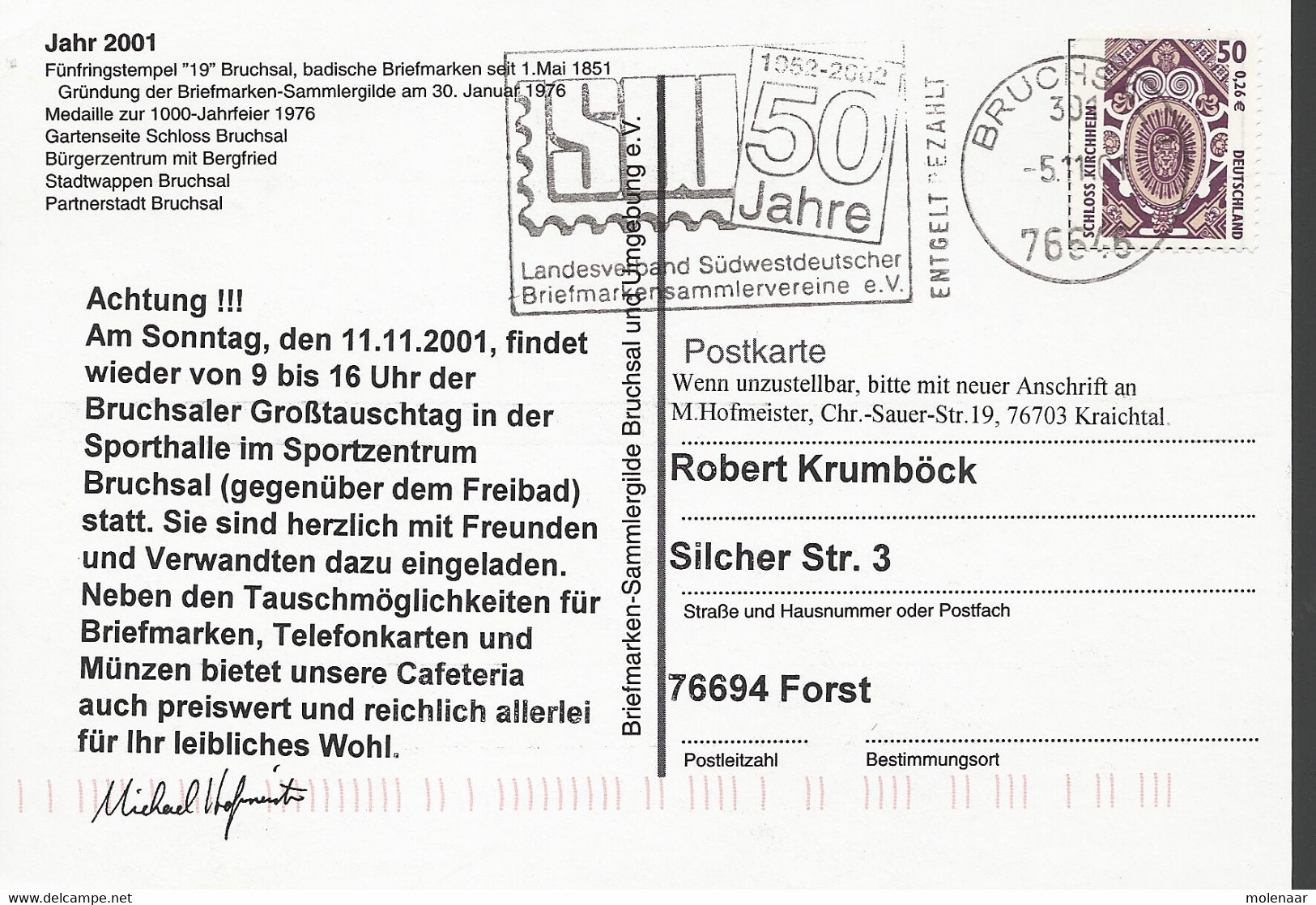 Duitsland Postkaart Bruchsal Gebruikt (5268) - Bruchsal