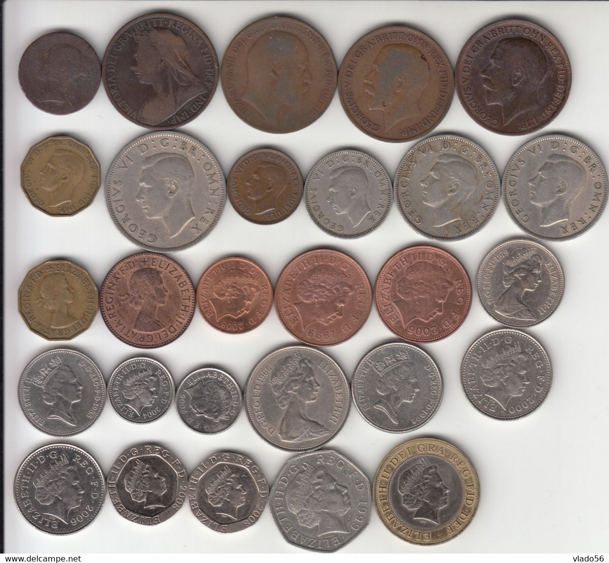GREAT BRITAIN  - LOT 27 DIFFERENT COINS FROM  1 FARTHING 1847 UP TO  2 POUNDS 2008 ,  LM1.23 - Collections