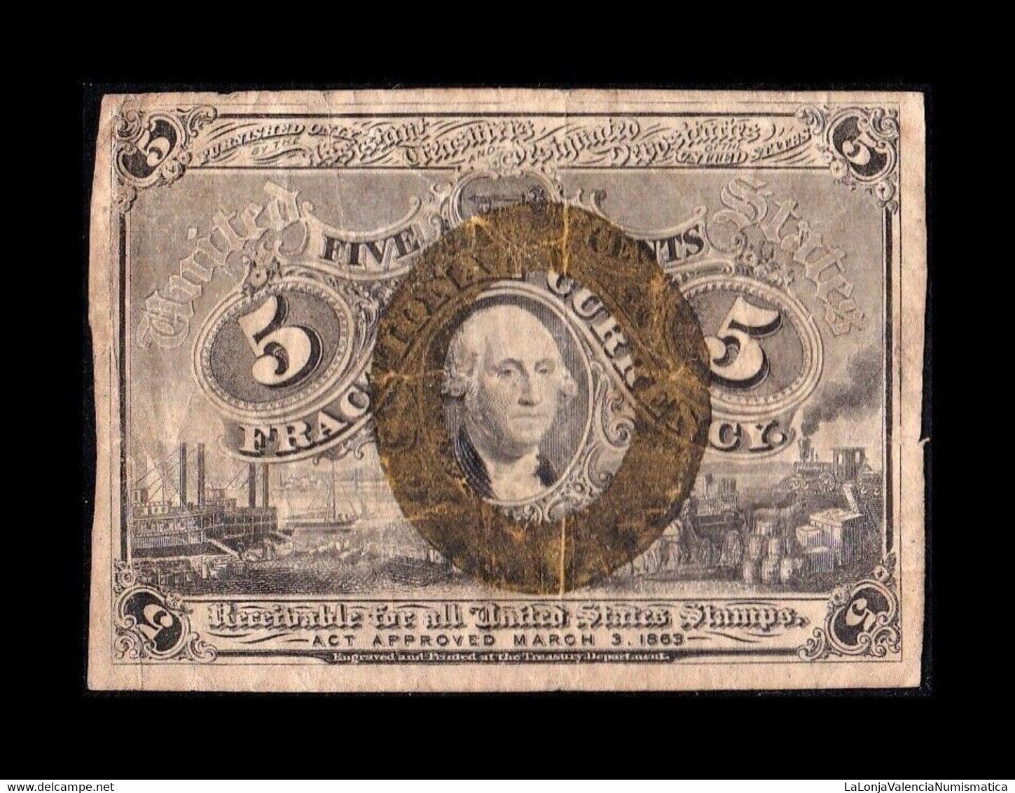 Estados Unidos United States 5 Cents George Washington 1863 Pick 101d BC F - 1863 : 2. Ausgabe