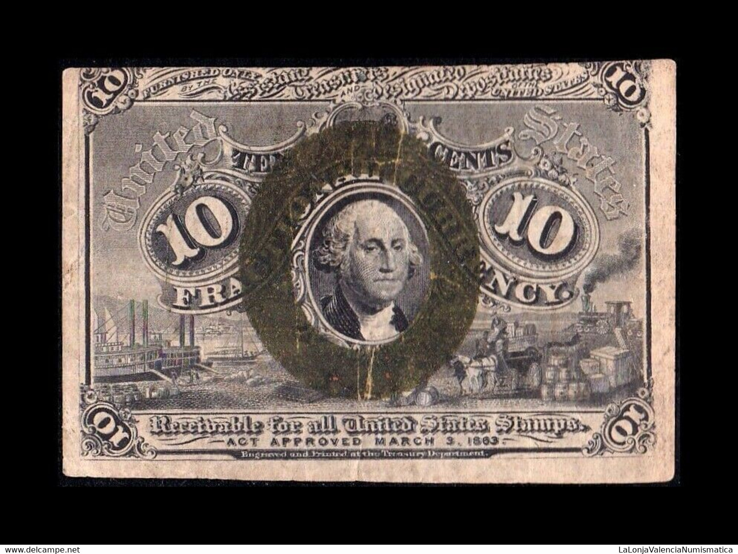 Estados Unidos United States 10 Cents George Washington 1863 Pick 102a BC+ F+ - 1863 : 2° Edizione