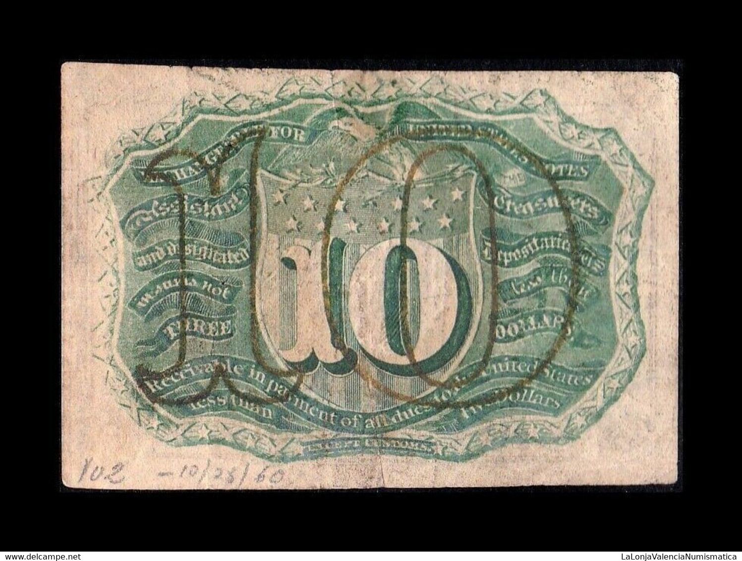 Estados Unidos United States 10 Cents George Washington 1863 Pick 102a BC+ F+ - 1863 : 2° Edición