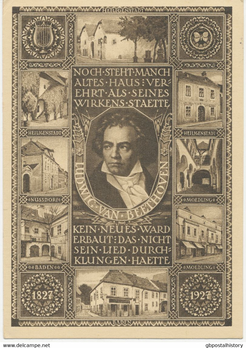 ÖSTERREICH ORTSSTEMPEL „DEUTSCH MATREI“ (Tirol) Seltene K2 1927  10 G Stilisierter Adler Sonder-GA Zu Ehren Beethoven - Brieven En Documenten