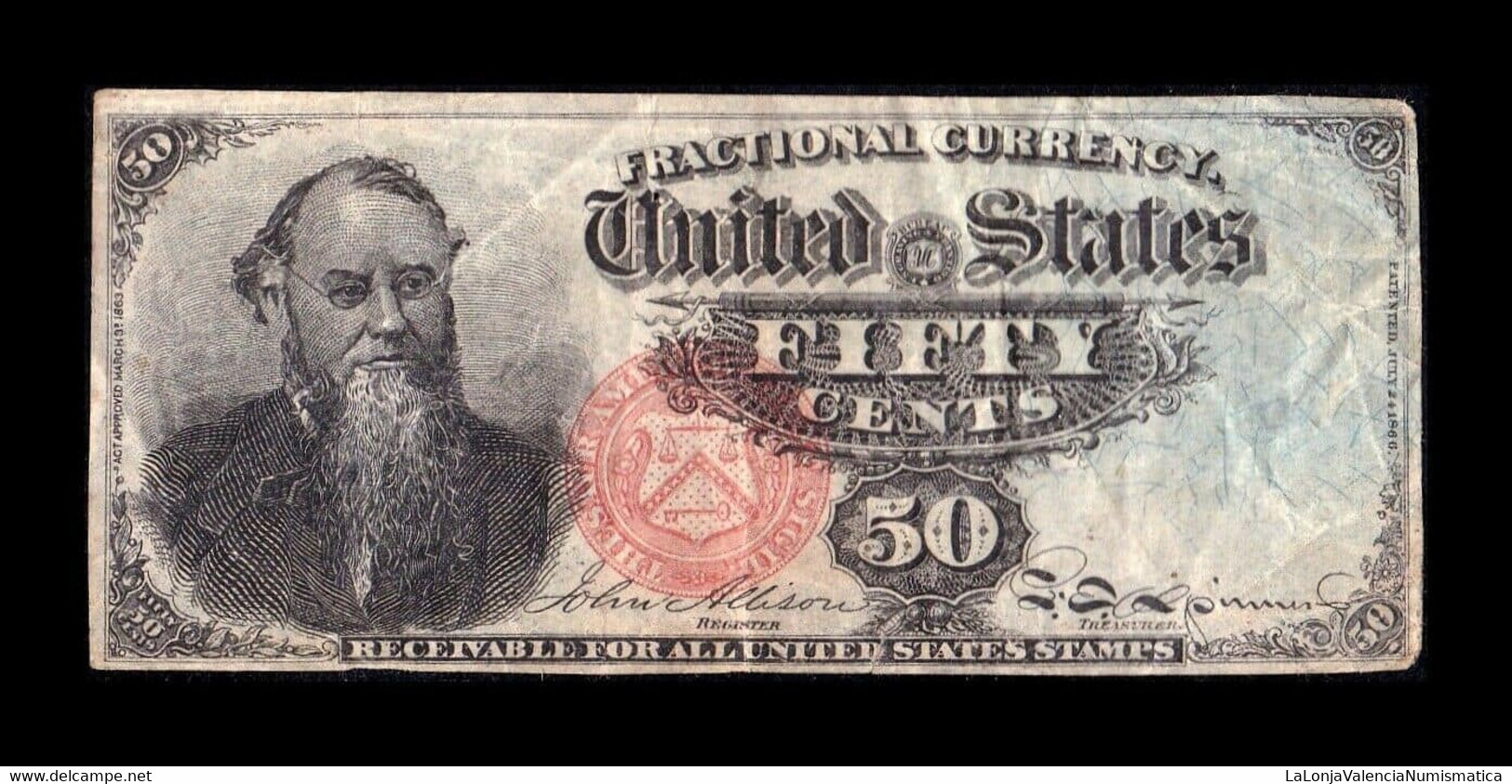 Estados Unidos United States 50 Cents 1863 Pick 120 MBC+ VF+ - 1863 : 4° Edición