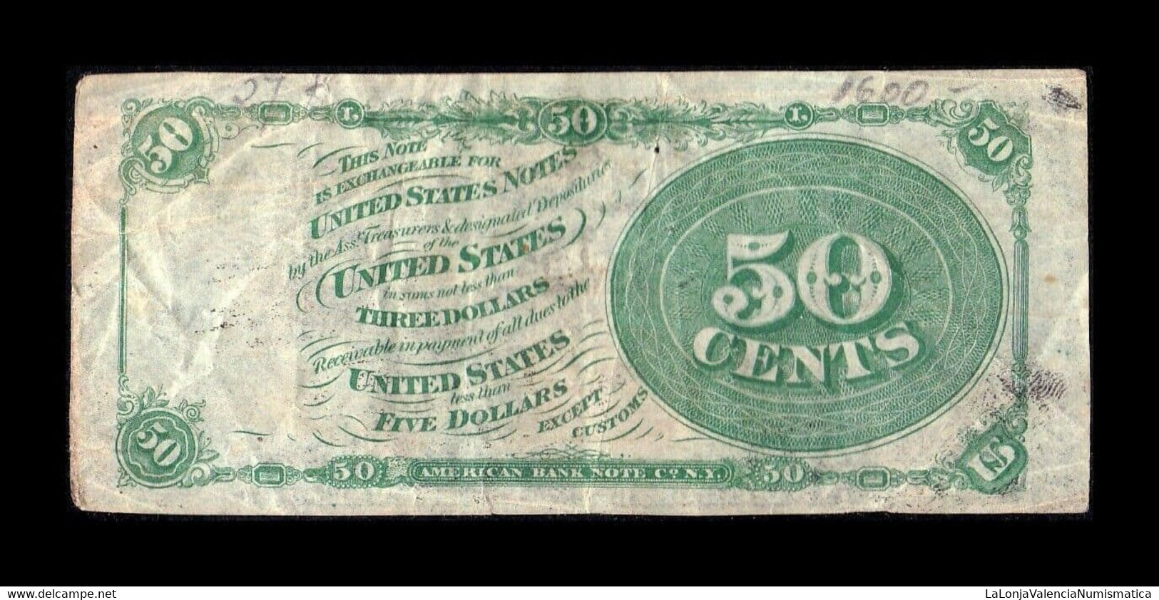 Estados Unidos United States 50 Cents 1863 Pick 120 MBC+ VF+ - 1863 : 4° Issue