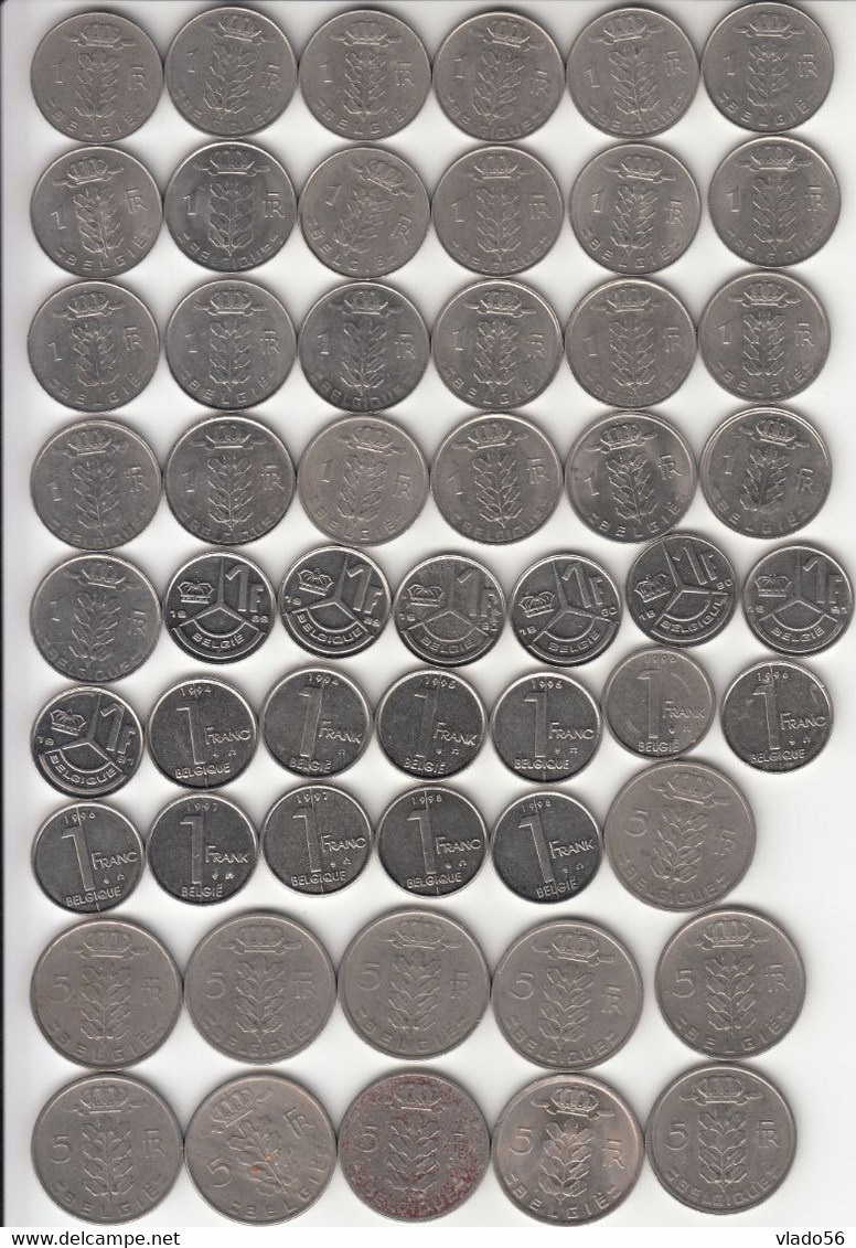 BELGIUM -LOT B 142  DIFFERENT COINS FROM  20 CENTIMES 1953 UP TO 20 FRANCS 1996 (TABEL)+ 8 COINS BONUS, LM1.25 - Verzamelingen