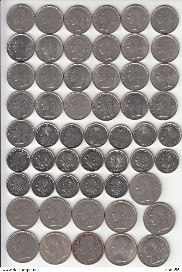 BELGIUM -LOT B 142  DIFFERENT COINS FROM  20 CENTIMES 1953 UP TO 20 FRANCS 1996 (TABEL)+ 8 COINS BONUS, LM1.25 - Collections