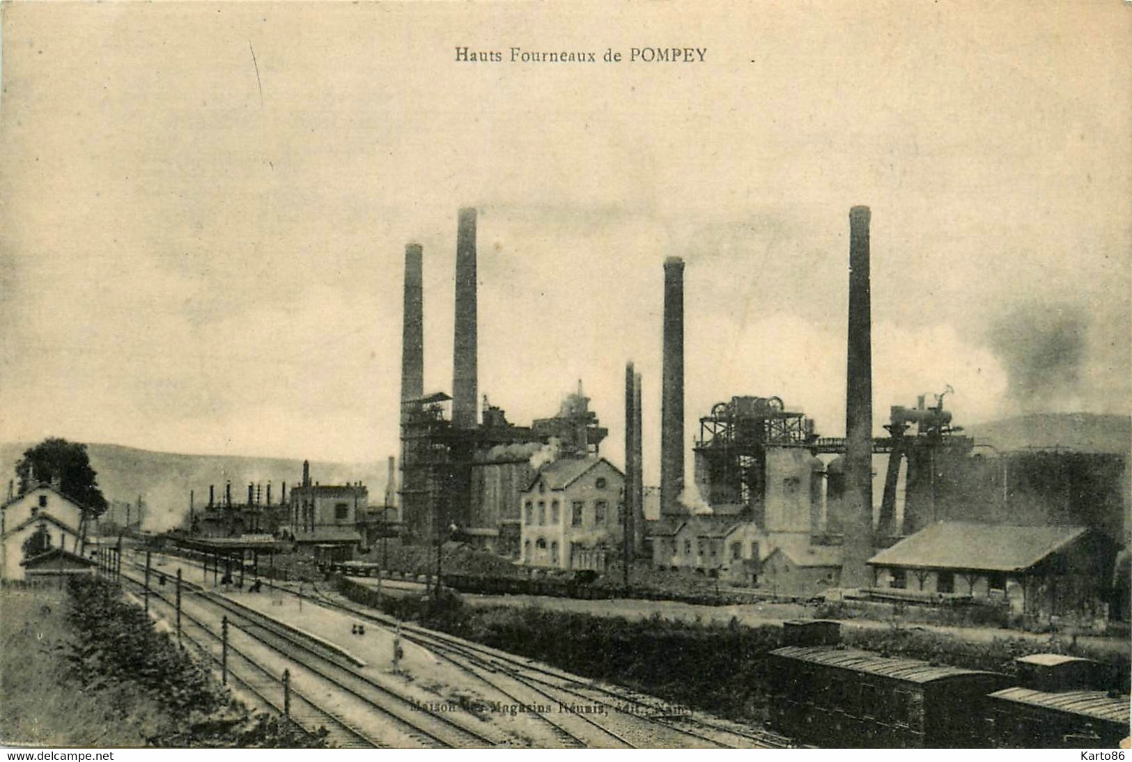 Pompey * Vue Sur Les Hauts Fourneaux * Usine Industrie Cheminée * Ligne Chemin De Fer * Mines Mine - Autres & Non Classés