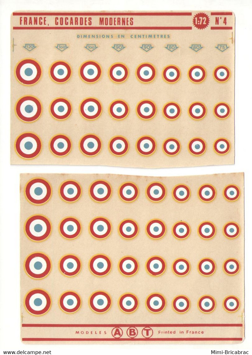 ABT322 Très Rare Décal Années 60/70 ABT : 1/72 COCARDES FRANCAISES ANNEES 60/70 ,  Tel Que Sur La Photo Ni + Ni - - Decalcografie