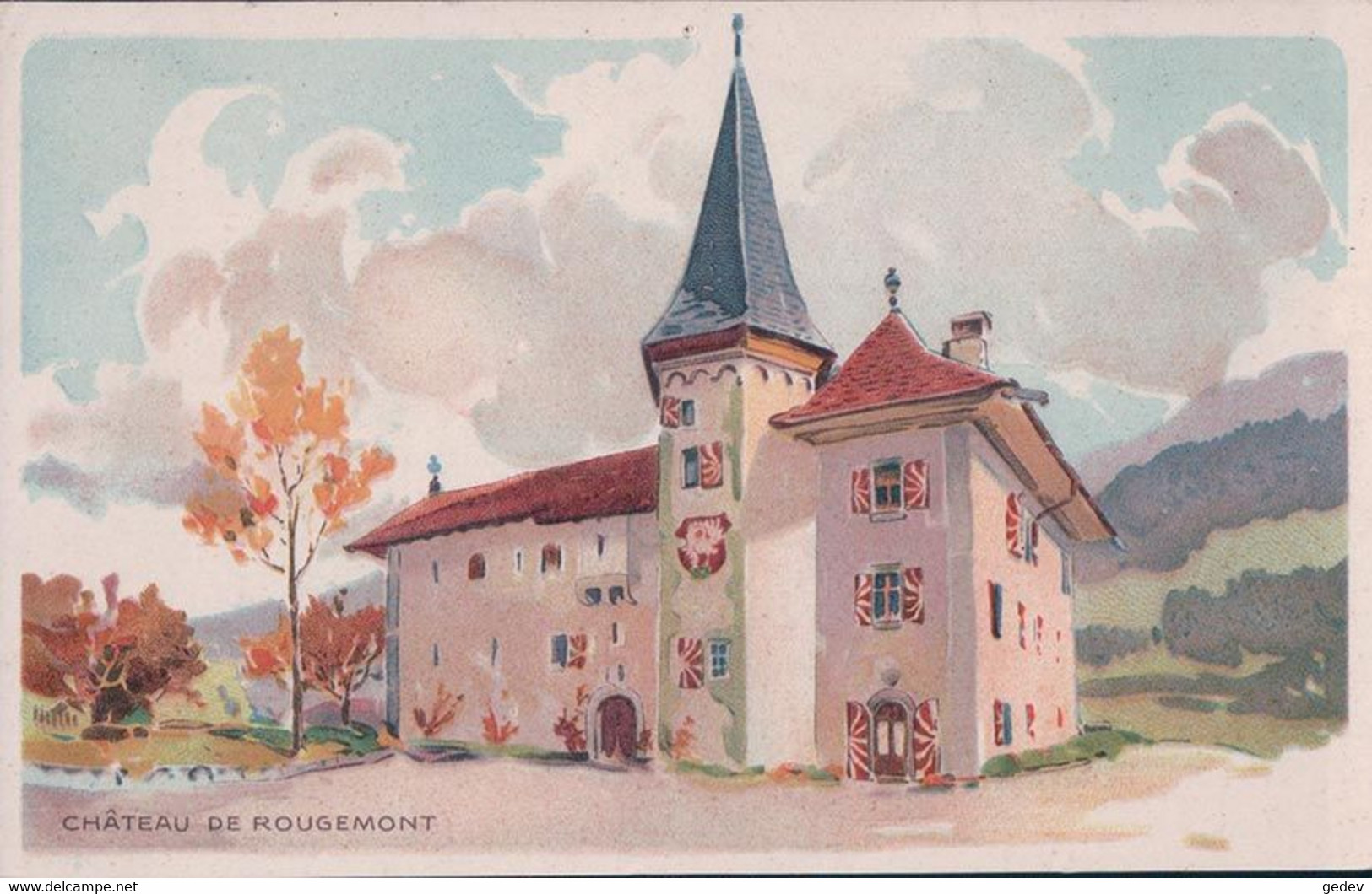 Rougemont VD, Le Château, Publicité Chocolat Peter & Cailler, Litho (523) Trou D'épingle - Rougemont