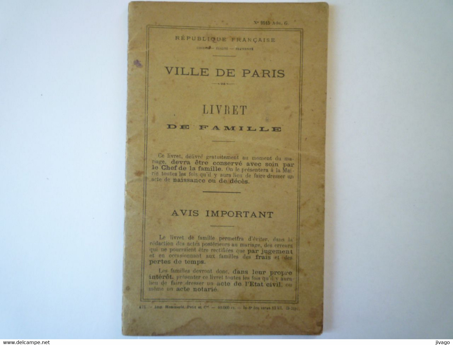 2022 - 1284  LIVRET De FAMILLE De Jean-Baptiste MANDAGARAN  Né à GERONCE (64) En 1881   XXX - Non Classés