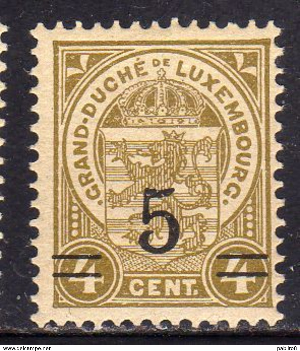 LUXEMBOURG LUSSEMBURGO 1916 1924 STAMPS OF 1906 1919 SURCHARGED WITH NEW VALUE 1923 CENT. 5 On 4c MLH - Andere & Zonder Classificatie