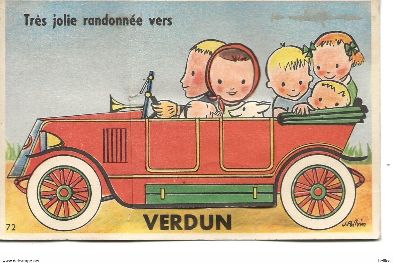 VERDUN  -  CARTE A SYSTEME Dépliant  -  Très Jolie Randonnée Vers Verdun  -   Signée POITRIN - Verdun