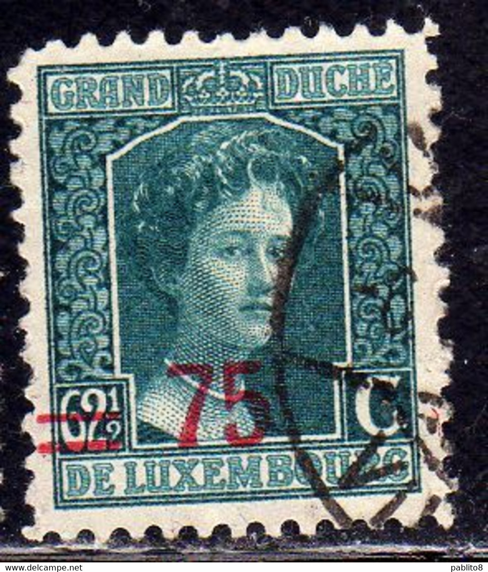 LUXEMBOURG LUSSEMBURGO 1916 1924 STAMPS OF 1906 1919 SURCHARGED WITH NEW VALUE CENT. 75 On 62 1/2c USED USATO OBLITERE' - Altri & Non Classificati