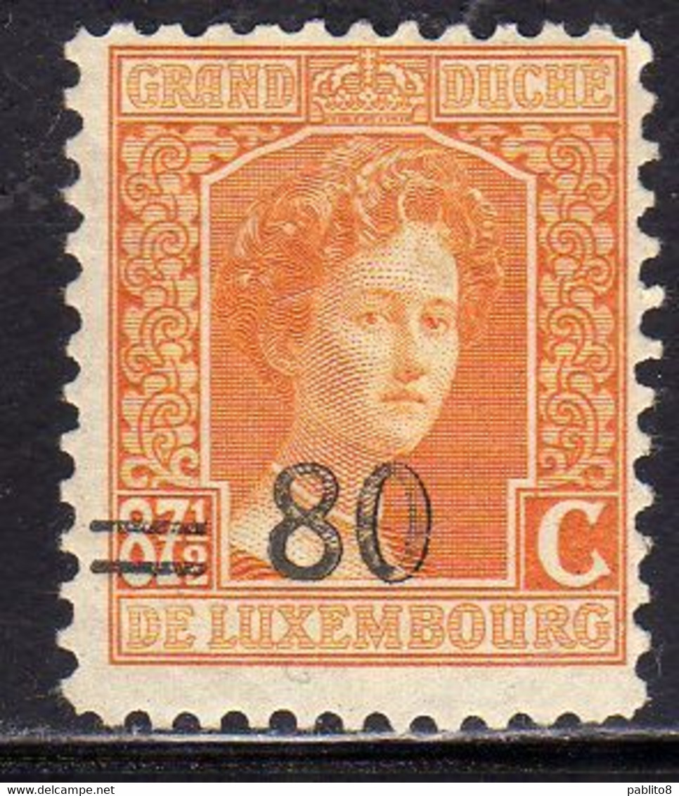 LUXEMBOURG LUSSEMBURGO 1916 1924 STAMPS OF 1906 1919 SURCHARGED WITH NEW VALUE CENT. 80 On 87 1/2c MLH - Altri & Non Classificati