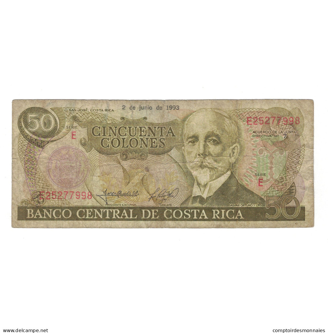 Billet, Costa Rica, 50 Colones, 1993, 1993-06-02, KM:257a, B - Costa Rica