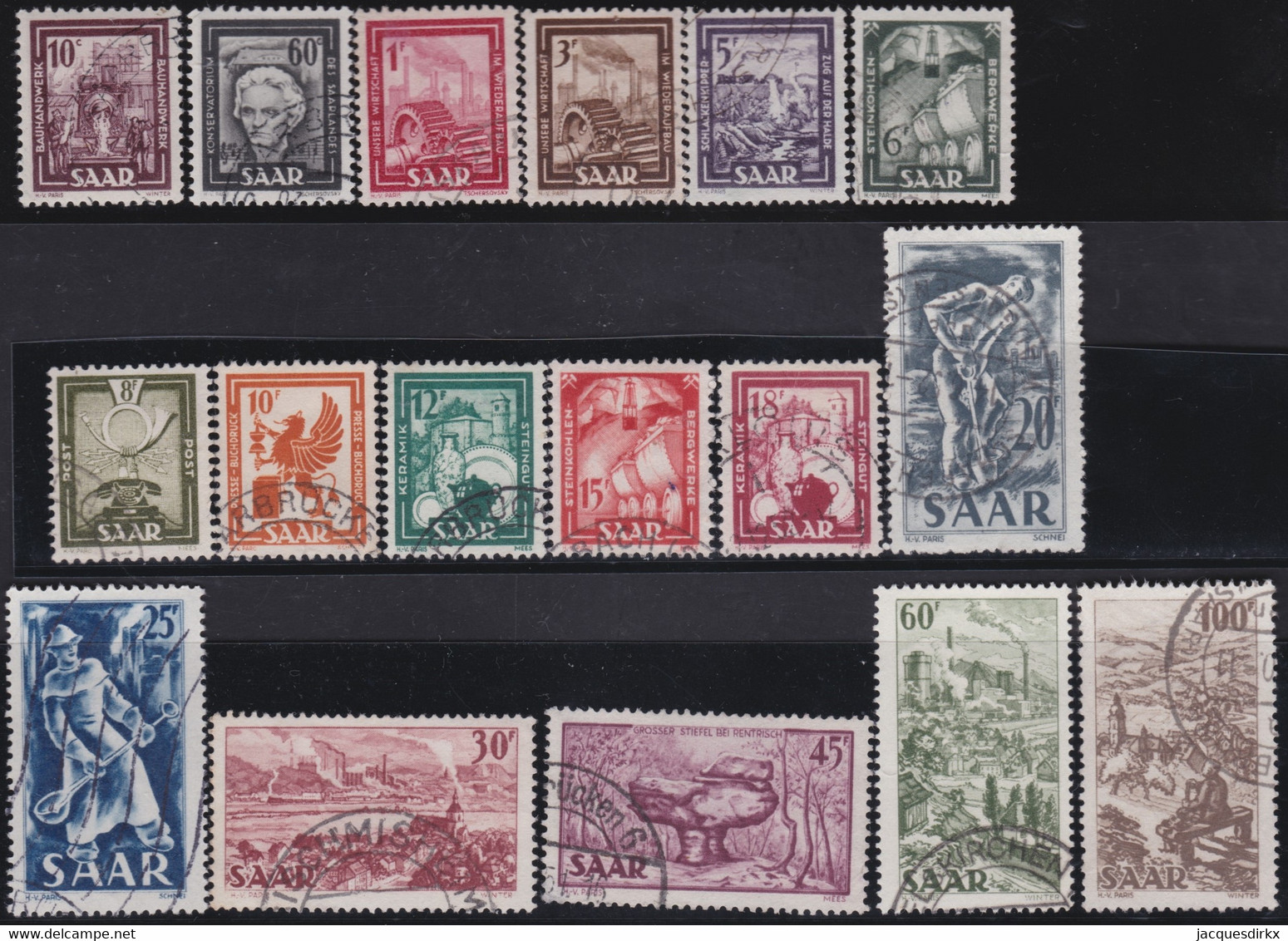 Saar   .    Michel    .   272/288   (2 Scans)        .     O      .    Gestempelt    .   /   .   Cancelled - Used Stamps