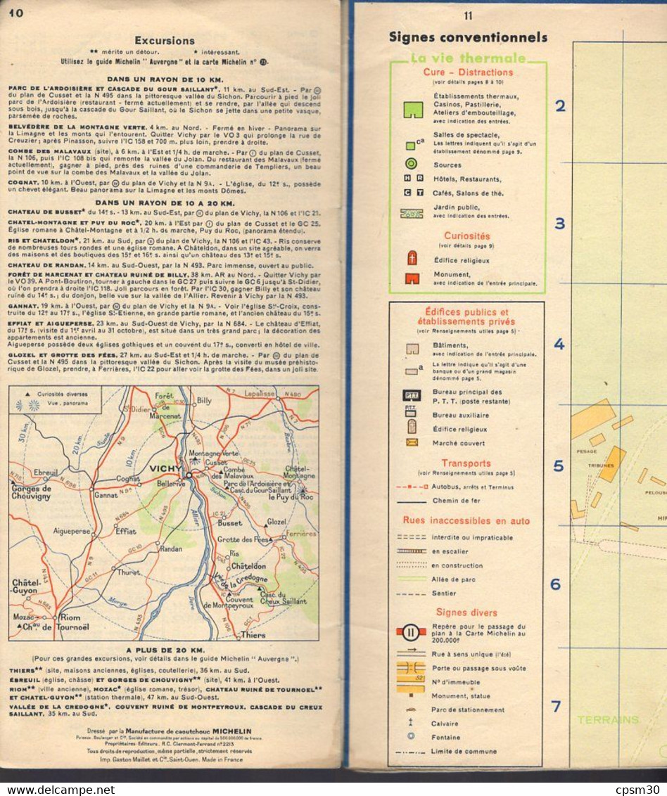 Carte Michelin - Plan-guide De VICHY 1947 - Wegenkaarten