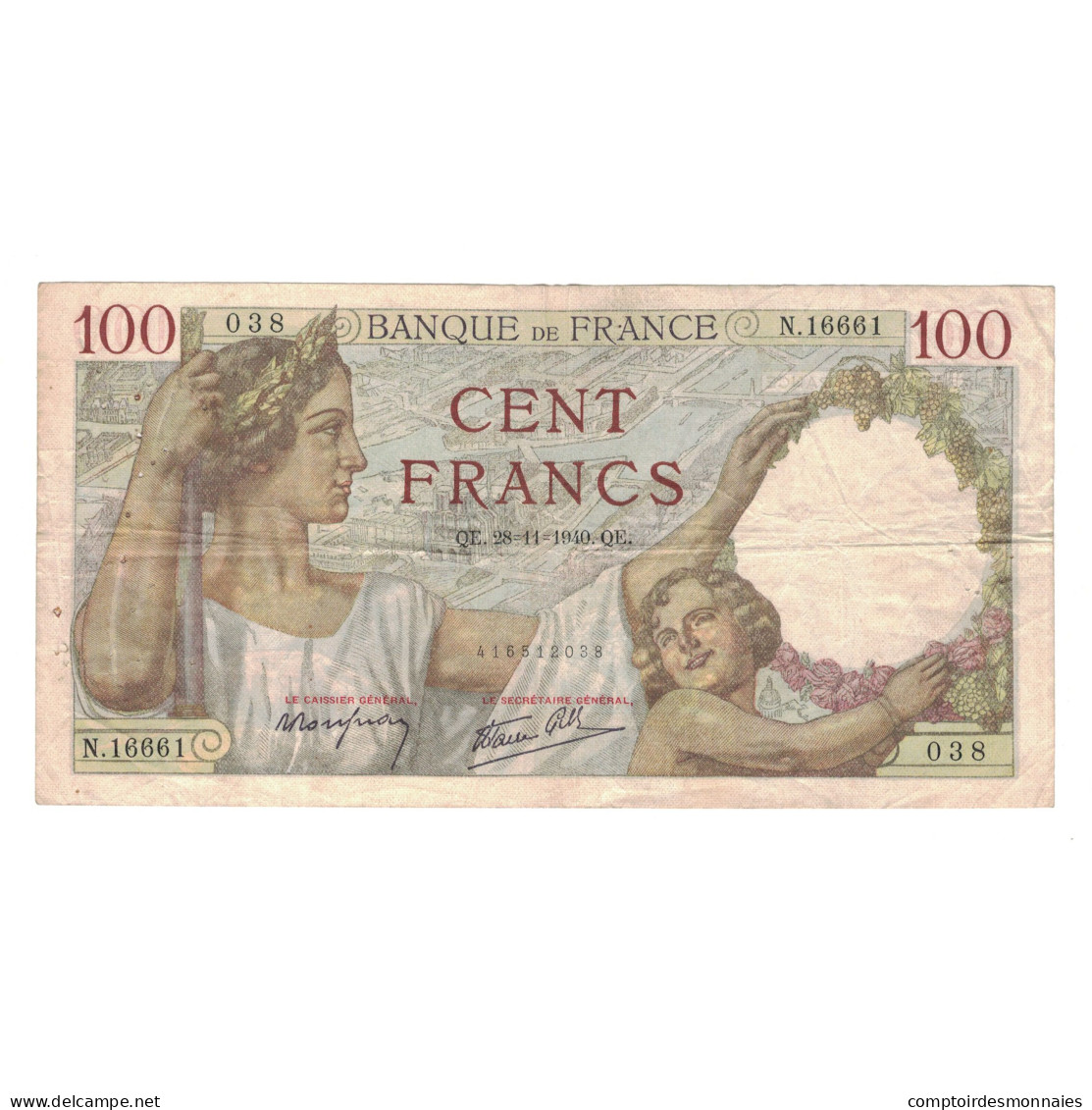 France, 100 Francs, Sully, 1940, N.16661, TB+, Fayette:26.41, KM:94 - 100 F 1939-1942 ''Sully''