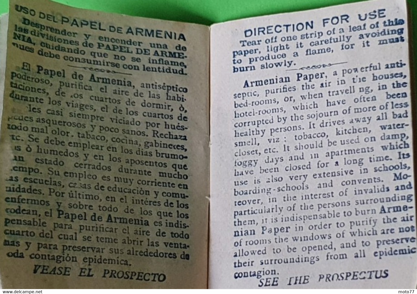 Lot 2 anciennes Pochettes PAPIER D’ARMÉNIE - antiseptique - Prix Magasin GOULET TURPIN - vers 1940 1950