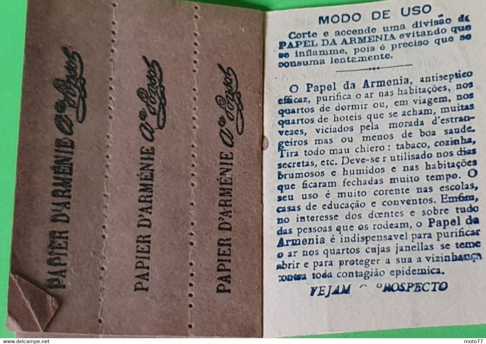 Lot 2 anciennes Pochettes PAPIER D’ARMÉNIE - antiseptique - Prix Magasin GOULET TURPIN - vers 1940 1950