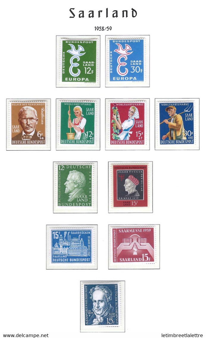 ⭐ Sarre - YT N° 420 à 430 ** - Neuf Sans Charnière - 1958 à 1959 ⭐ - Unused Stamps