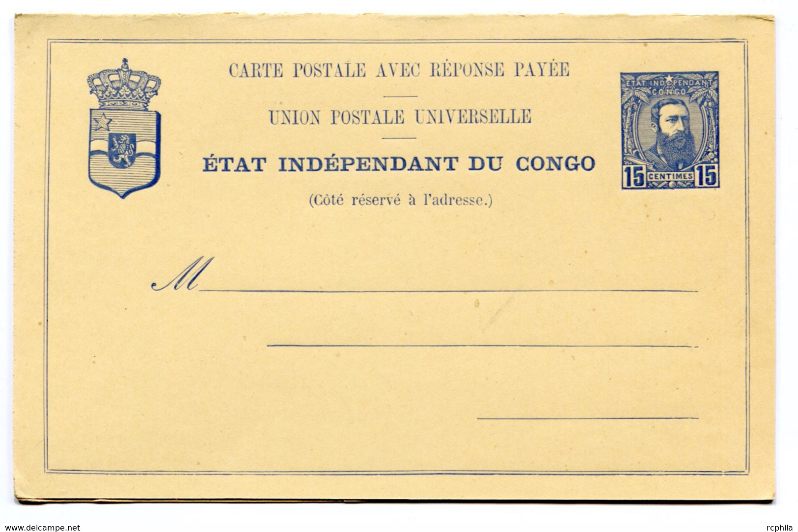 RC 22446 CONGO BELGE ENTIER POSTAL AVEC REPONSE PAYÉE NEUVE TB - Interi Postali