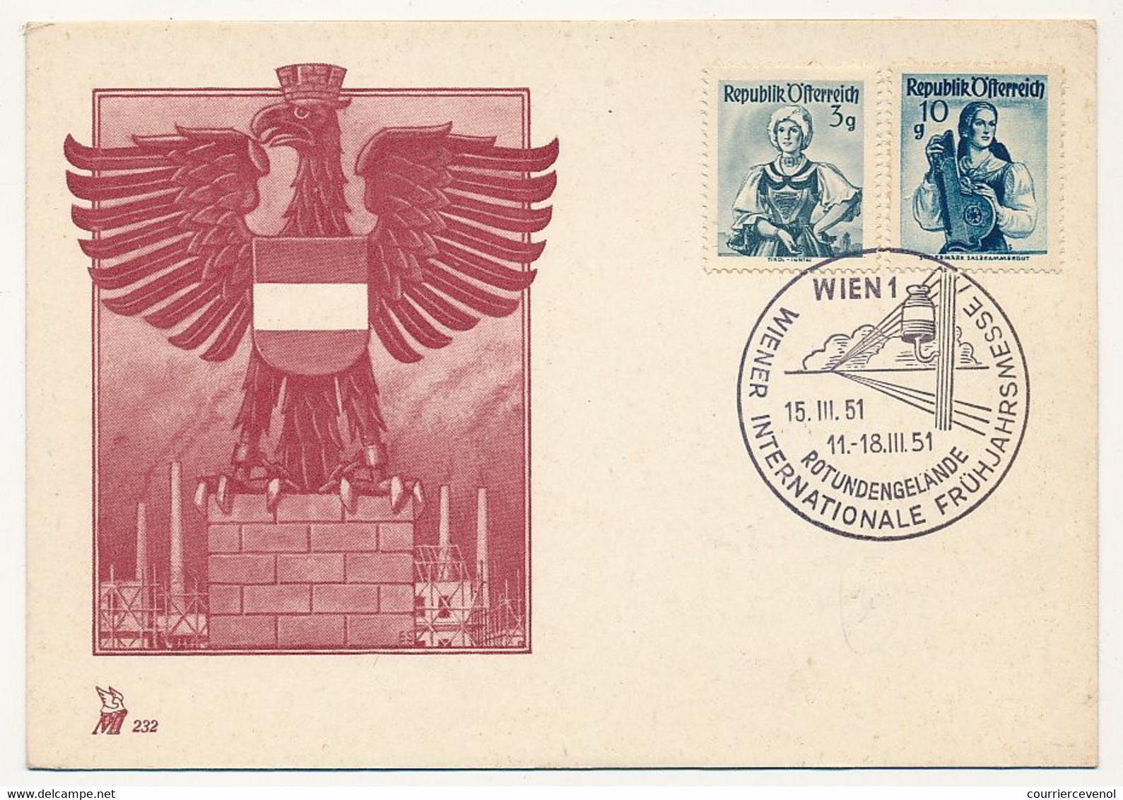 AUTRICHE - Carton Non Adressé, Oblit Temporaire Wien 1 - Wiener Internationale Frühjahrsmesse - 18/3/1951 - Briefe U. Dokumente