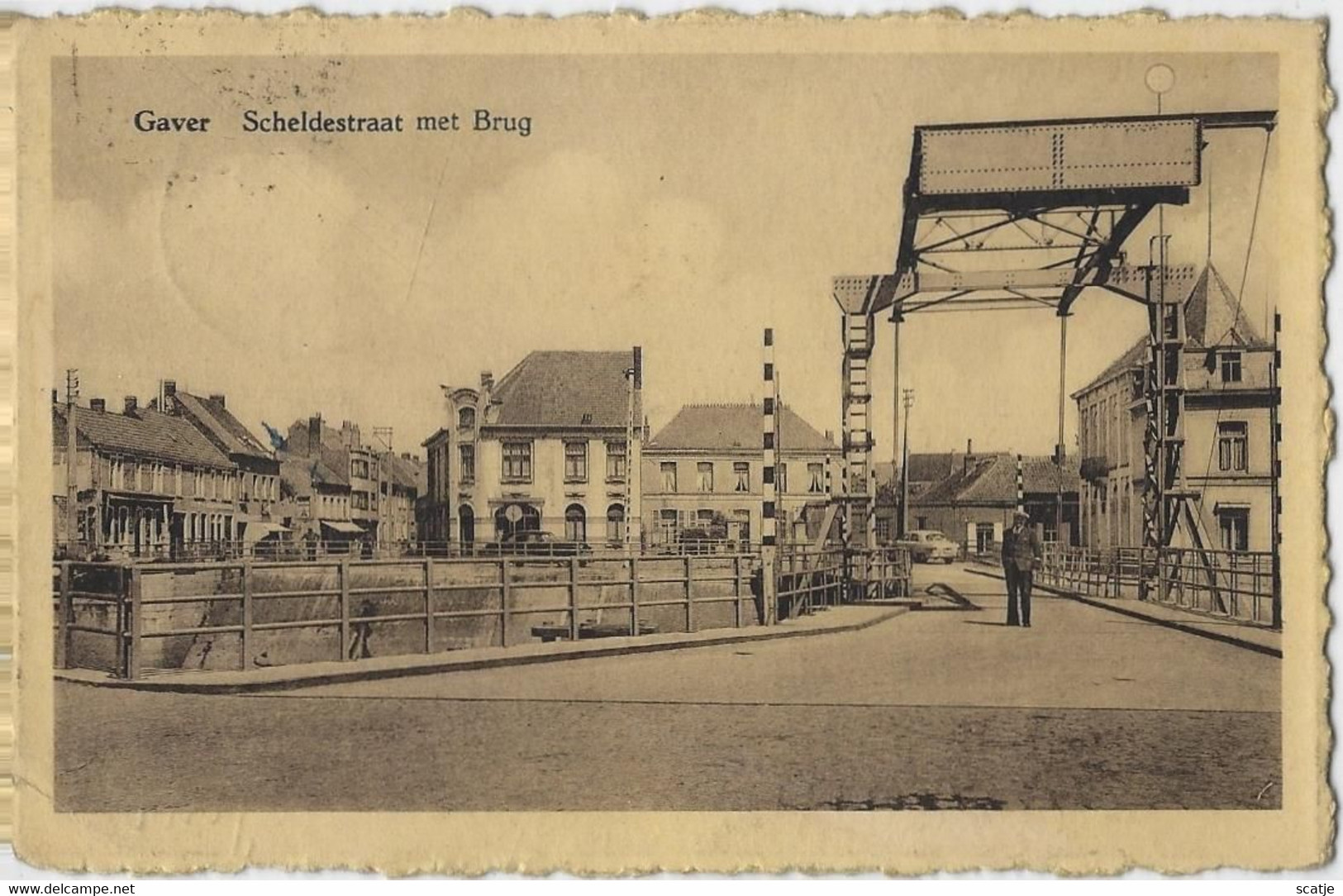 Gaver   Scheldestraat Met Brug.   -   1952   Naar   Sint Amandsberg - Gavere