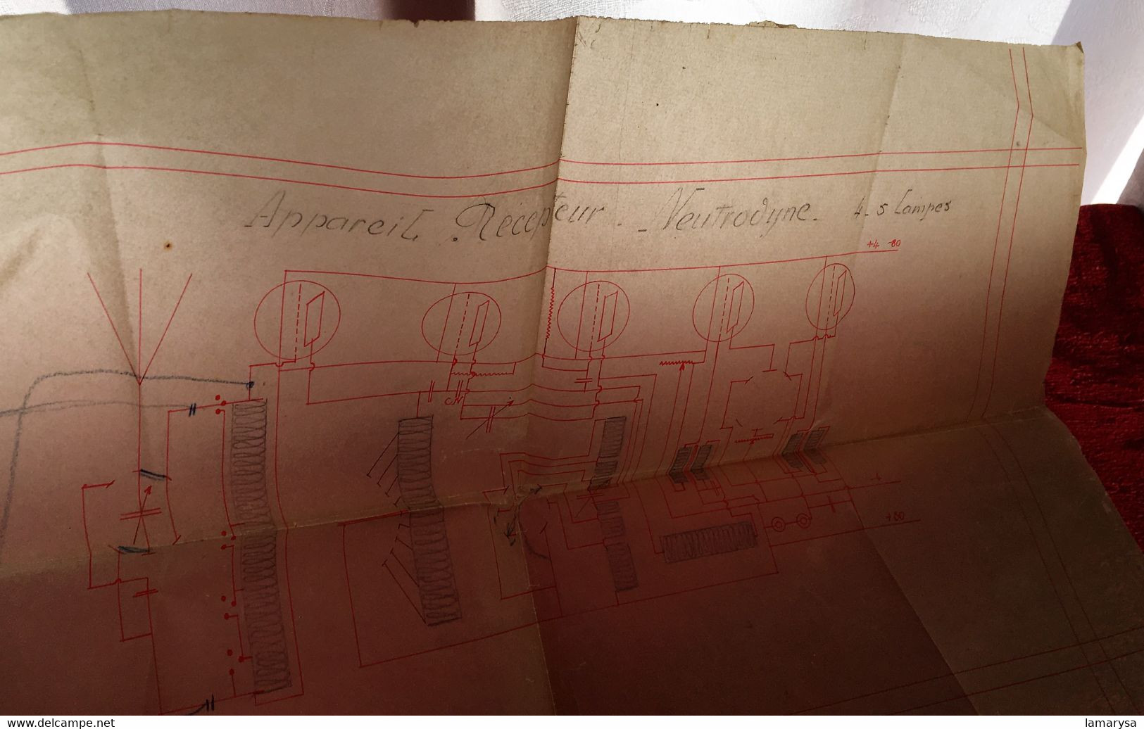 Appareil Récepteur Réactance Neutrodyne 4 /5 Lampes Science & Technique Radio & TSF  Plan En Transparent Décalque--1930 - Libri & Schemi
