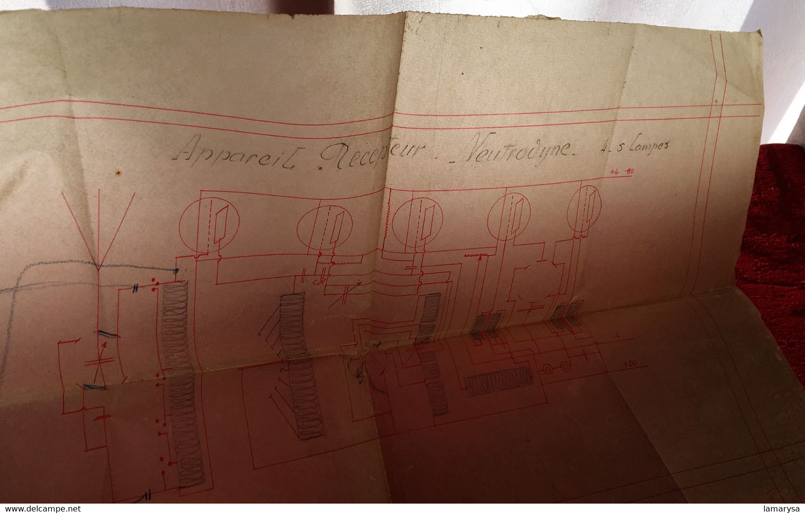 Appareil Récepteur Réactance Neutrodyne 4 /5 Lampes Science & Technique Radio & TSF  Plan En Transparent Décalque--1930 - Libros Y Esbozos