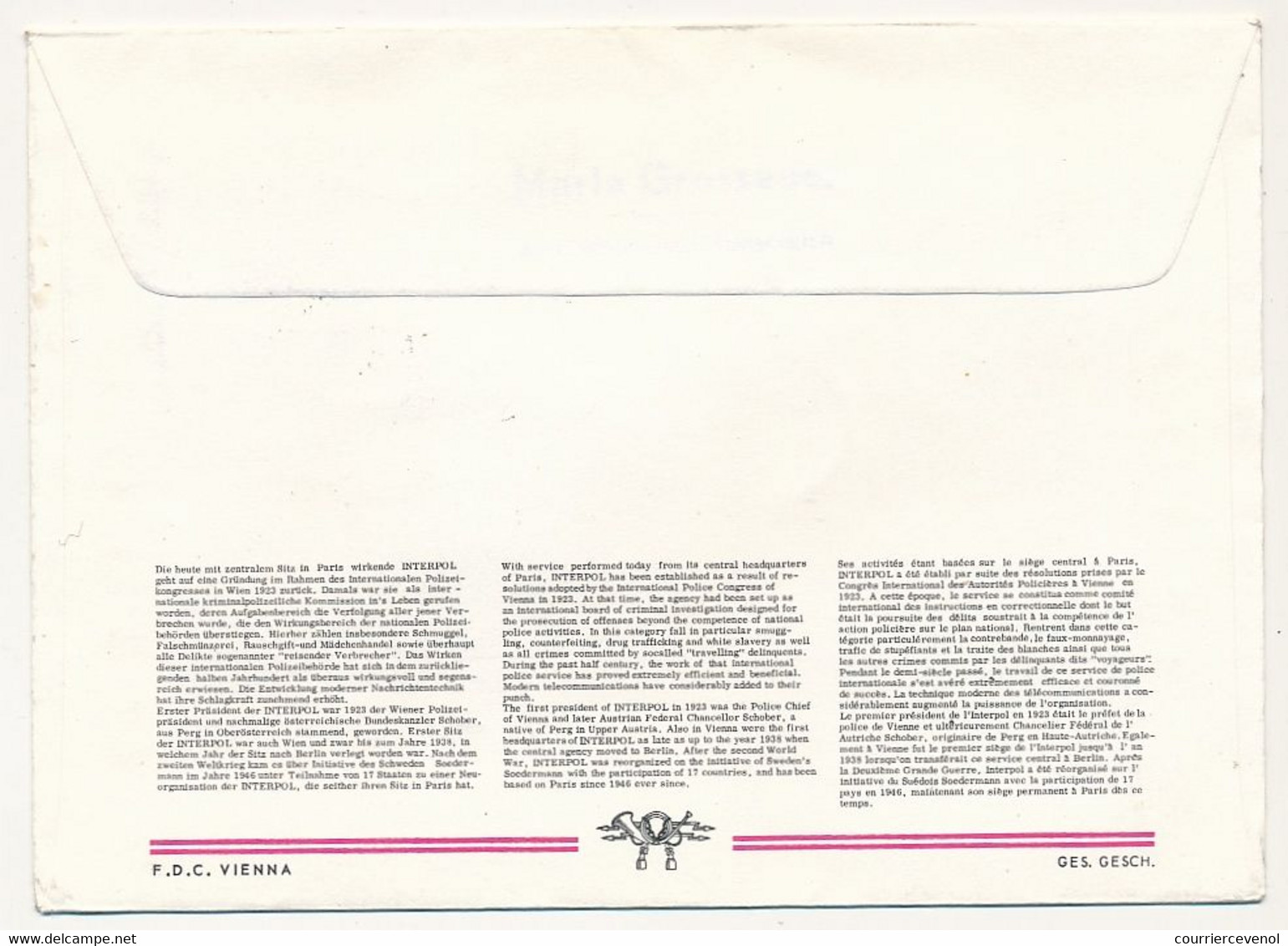 AUTRICHE - FDC - 50 Jahre INTERPOL - Wien 2/10/1973 - FDC