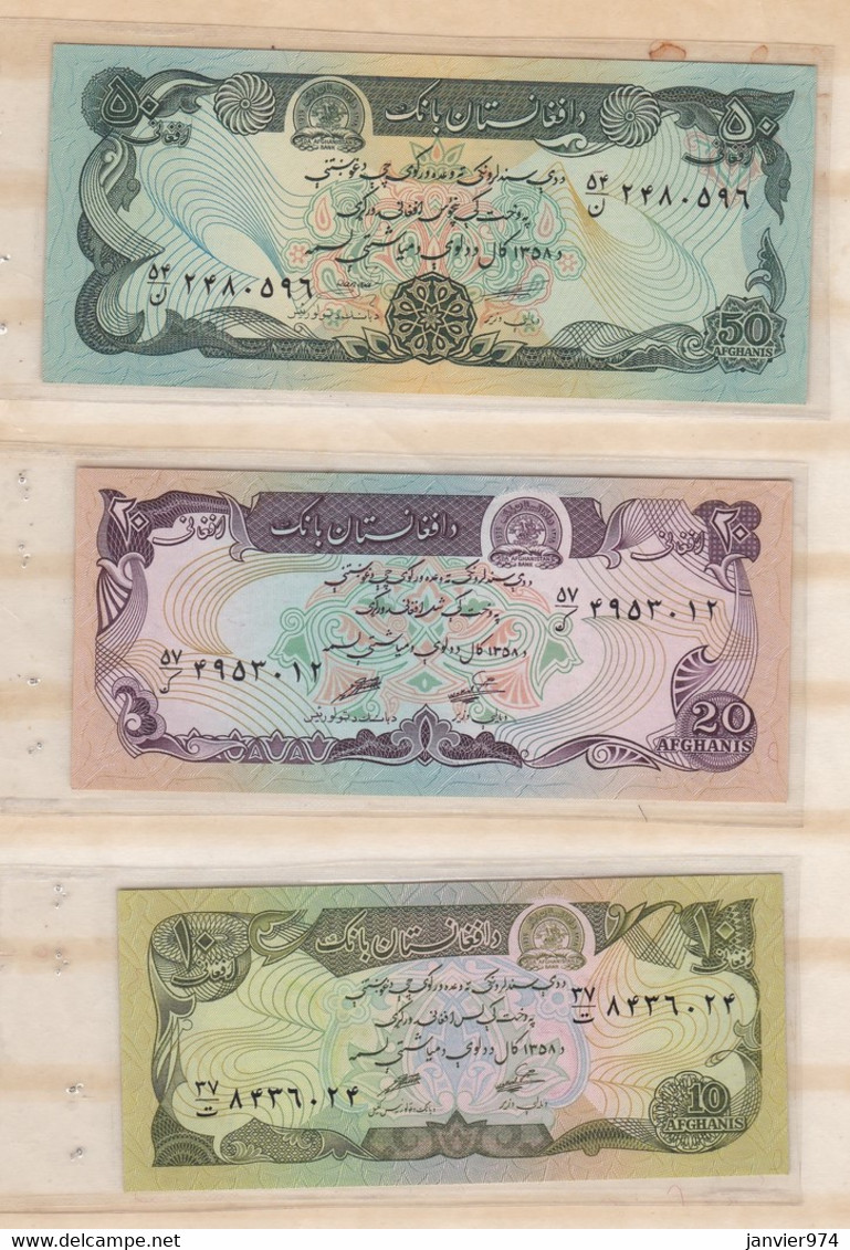 9 billets differents d’afghans , billet sous blister neuf UNC, 7 scan